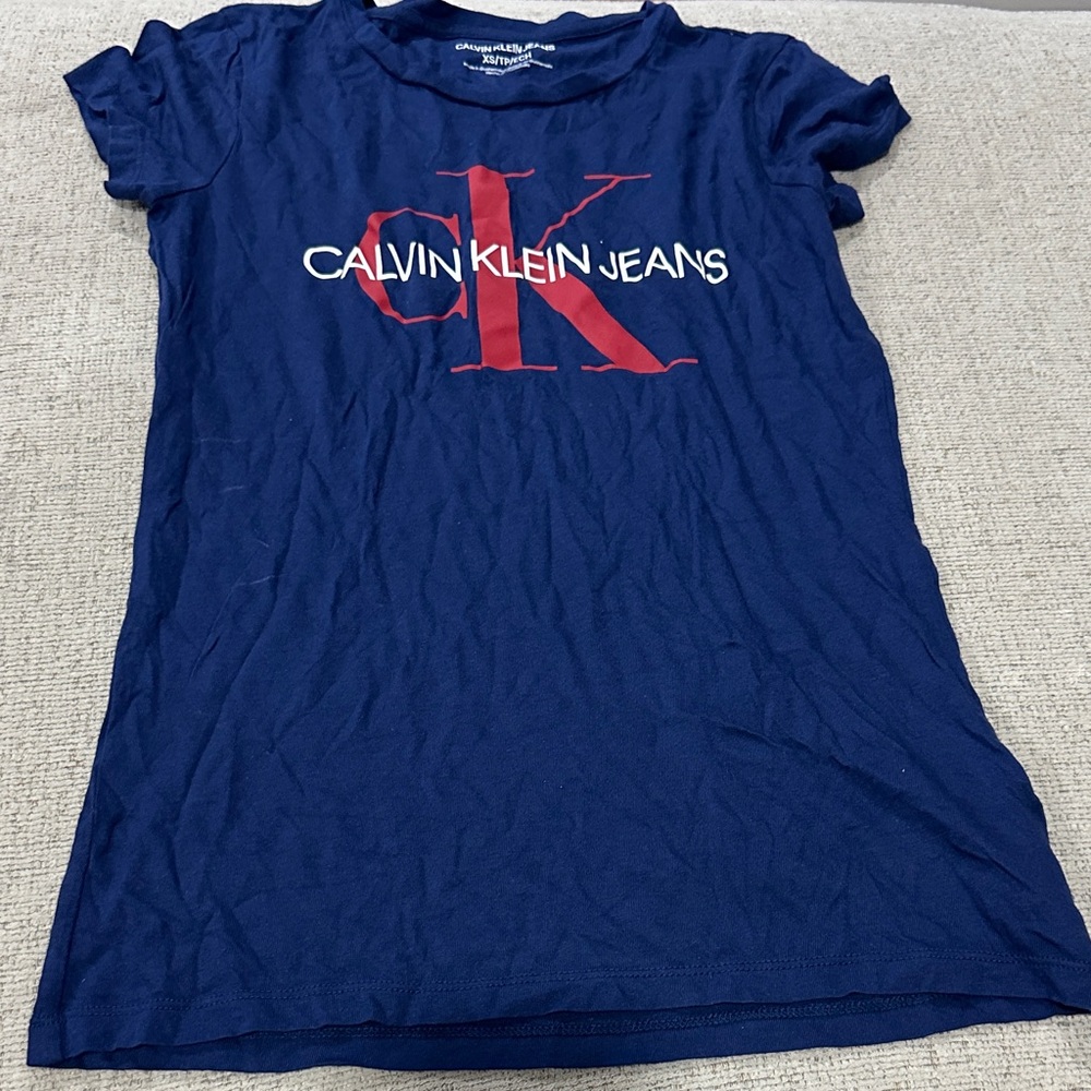 Calvin Klein Navy Tee with Red Logo